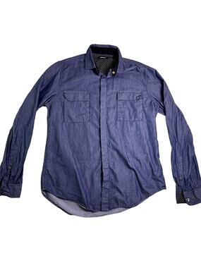 DKNY Denim Button Up Shirt Men's Medium Blue 90s Minimalist Classic Elevated